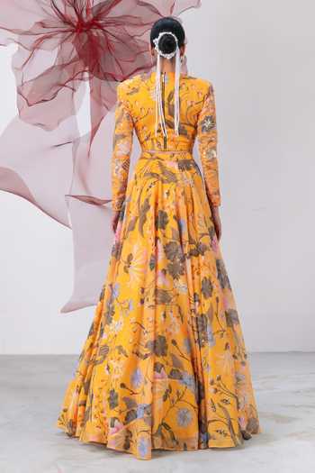 Vesture Mastani Printed Skirt & Embroidered Blouse Set 