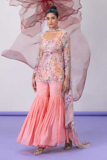 Vesture Mehbooba Embroidered Kurta Sharara Set 
