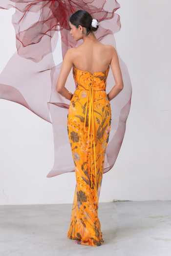 Vesture Naaz Print Corset & Draped Skirt Set 