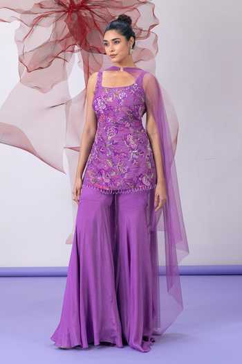 Vesture Pakeezha Embroidered Kurta Sharara Set 