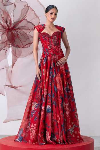 Vesture Phoolandevi Printed Skirt & Embroidered Corset Set 