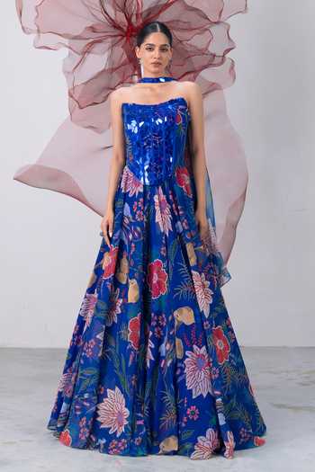 Vesture Suroor Embellished Corset Printed Lehenga Set 