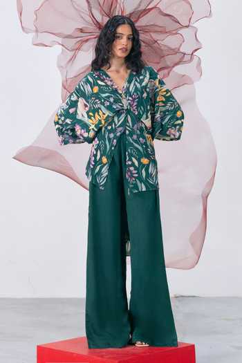 Vesture Tamanna Print Top & Slit Pant Set 