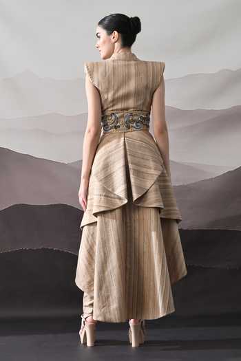 Samant Chauhan Embellished Tussar Silk Top & Pant Set 