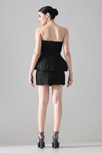 Samant Chauhan Tussar Silk Strapless Dress