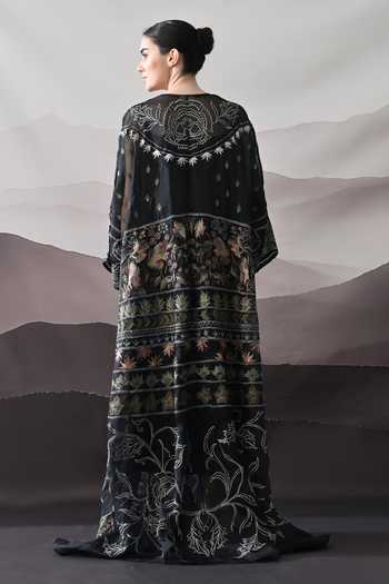 Samant Chauhan Embroidered Organza Cotton Silk Overlay & Kaftan Set 