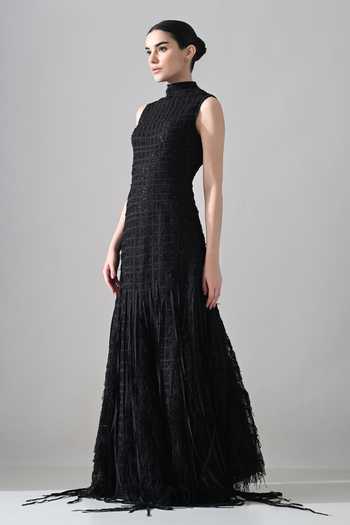 Samant Chauhan Grid Textured Cotton Silk Dress 