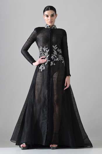 Samant Chauhan Embroidered Linen Gown 