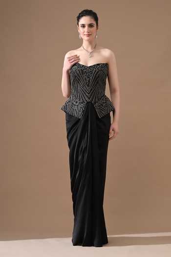Samant Chauhan Geometric Handwork Cotton Silk Corset & Skirt Set 