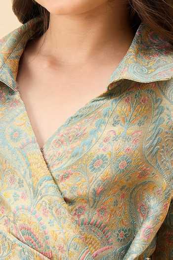 StyloBug Green Viscose Paisley Print Top With Pant Online at Aza Fashions StyloBug_Green Viscose Paisley Print Top With Pant_Online_at_Aza_Fashions