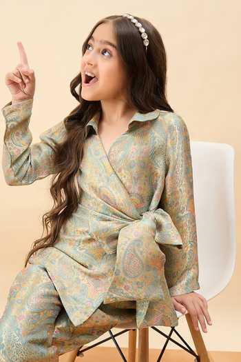 Buy StyloBug Green Viscose Paisley Print Top With Pant Online at Aza Fashions Buy_StyloBug_Green Viscose Paisley Print Top With Pant_Online_at_Aza_Fashions