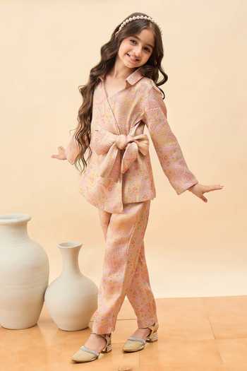 StyloBug Peach Viscose Paisley Print Top And Pant Set Online at Aza Fashions StyloBug_Peach Viscose Paisley Print Top And Pant Set_Online_at_Aza_Fashions