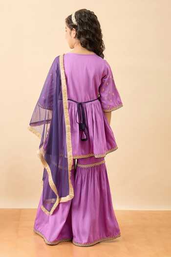 StyloBug Lavender Viscose Embroidered Yoke Kurta Set Online at Aza Fashions StyloBug_Lavender Viscose Embroidered Yoke Kurta Set _Online_at_Aza_Fashions