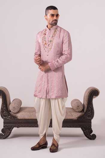 Char Chaand Gulnaar Embroidered Linen Silk Kurta 