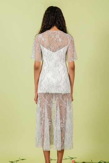 Swatee Singh_White Lace Round , Sweetheart Sheer Dress_Online_at_Aza_Fashions