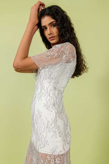 Buy_Swatee Singh_White Lace Round , Sweetheart Sheer Dress_Online_at_Aza_Fashions
