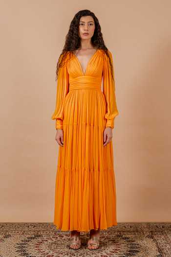 Buy_Swatee Singh_Orange Georgette, Crepe V-neck Mira V Maxi Dress _Online_at_Aza_Fashions