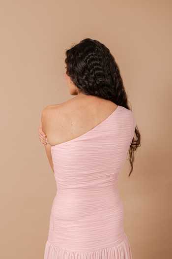 Shop_Swatee Singh_Pink Georgette One Shoulder Elodie Gown 