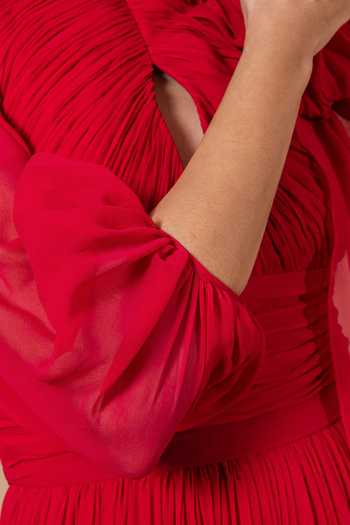 Buy_Swatee Singh_Red Georgette High , Keyhole Rosalie Ruched Gown 
