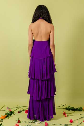 Swatee Singh Aster Ruffled Tiered Gown 