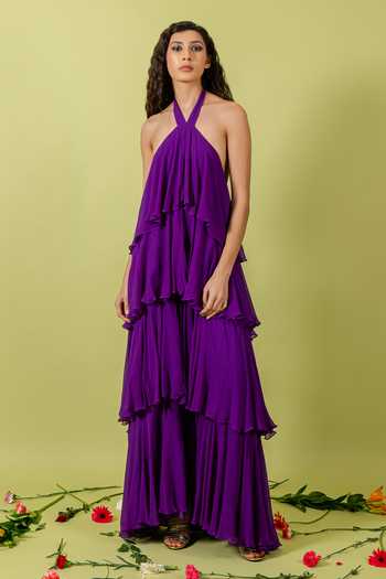 Swatee Singh Aster Ruffled Tiered Gown 