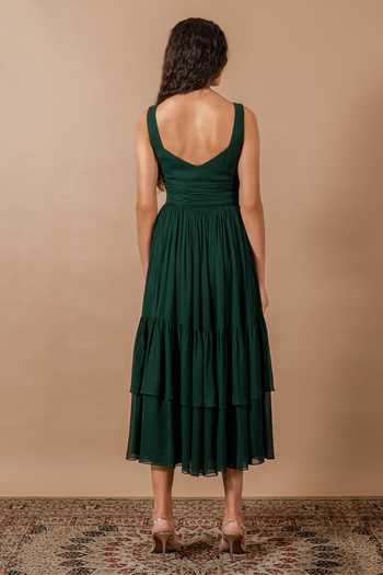 Swatee Singh Camellia Pleated Midi Dress 