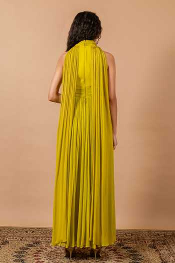 Swatee Singh Clover Ruched Draped Gown 
