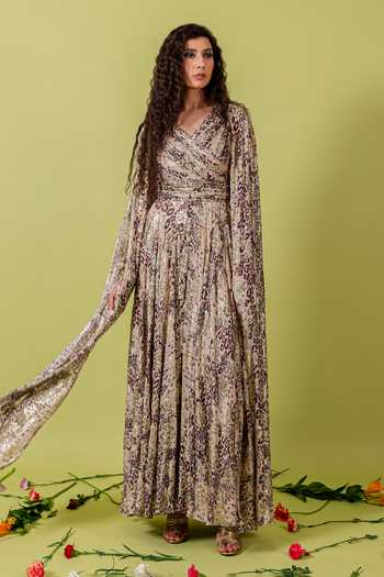 Swatee Singh Saphira Leopard Print Gown 