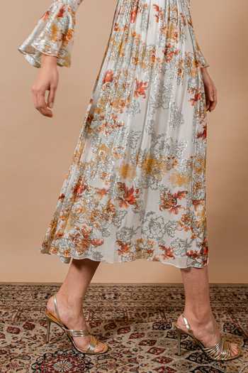 Buy_Swatee Singh_White Georgette, Crepe V-neck Bella Printed Dress 