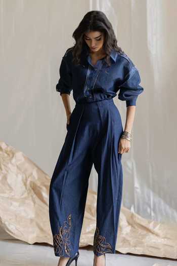Pooja-Keyur Denim Organza Shirt 