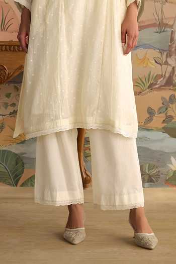 Buy Kritika Dawar Ivory Chanderi, Cotton Round Neck Ziya Aanar Embroidered Kurta Set Online at Aza Fashions Buy_Kritika Dawar_Ivory Chanderi, Cotton Round Neck Ziya Aanar Embroidered Kurta Set _Online_at_Aza_Fashions