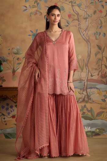Kritika Dawar Hand Embroidered Short Kurta Gharara Set