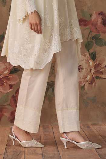 Buy Kritika Dawar Ivory Chanderi, Cotton V-neck Sabeen Kurta And Pant Set Online at Aza Fashions Buy_Kritika Dawar_Ivory Chanderi, Cotton V-neck Sabeen Kurta And Pant Set _Online_at_Aza_Fashions