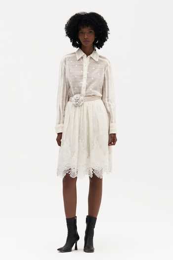 Payal Jain_Off White Chanderi Cotton Kiran Cutwork Skirt _Online_at_Aza_Fashions