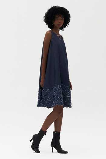 Buy Payal Jain Blue Denim Scoop Neck Makani Indigo Dress Online at Aza Fashions Buy_Payal Jain_Blue Denim Scoop Neck Makani Indigo Dress _Online_at_Aza_Fashions