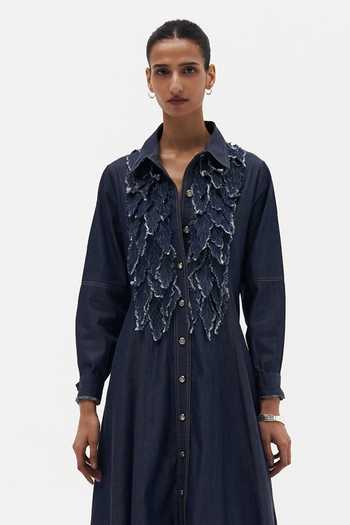 Payal Jain Blue Denim Collared Neck Pascale Indigo Dress at Aza Fashions Payal Jain_Blue Denim Collared Neck Pascale Indigo Dress _at_Aza_Fashions