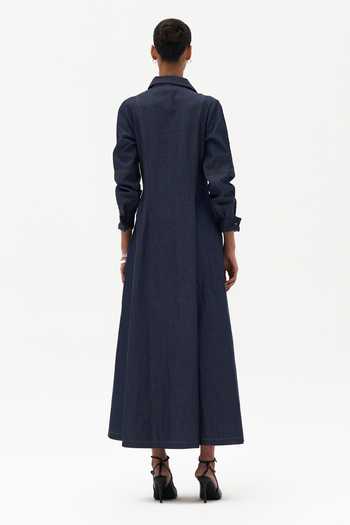 Shop Payal Jain Blue Denim Collared Neck Pascale Indigo Dress at Aza Fashions Shop_Payal Jain_Blue Denim Collared Neck Pascale Indigo Dress _at_Aza_Fashions