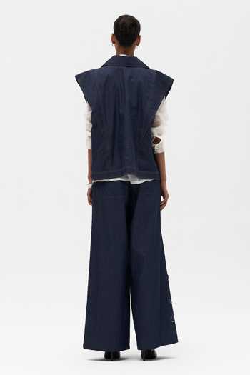 Shop Payal Jain Blue Denim Collared Neck Viola Embroidered Jacket at Aza Fashions Shop_Payal Jain_Blue Denim Collared Neck Viola Embroidered Jacket _at_Aza_Fashions