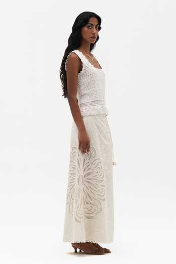 Payal Jain Off White Cotton Square Neck Keira Crochet Top Online at Aza Fashions Payal Jain_Off White Cotton Square Neck Keira Crochet Top _Online_at_Aza_Fashions