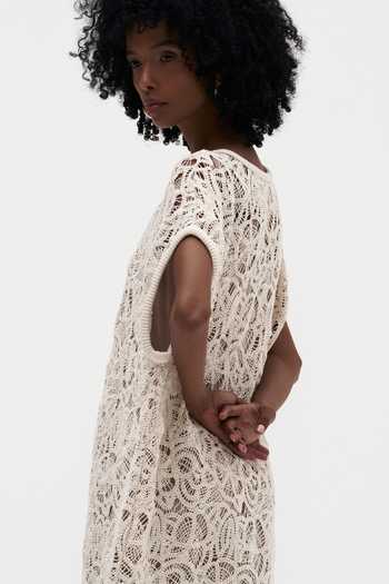 Shop_Payal Jain_Off White Cotton Round Neck Marta Crochet Dress _Online_at_Aza_Fashions