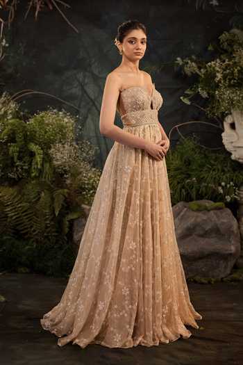 Buy Cedar & Pine Beige Silk, Organza Embroidery Sweetheart Neck Gabriel Tonal Gown Online at Aza Fashions Buy_Cedar & Pine_Beige Silk, Organza Embroidery Sweetheart Neck Gabriel Tonal Gown _Online_at_Aza_Fashions