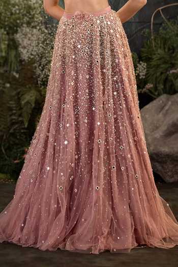 Buy Cedar & Pine Pink Tulle Sweetheart Neck Zion Embroidered Skirt Set Online at Aza Fashions Buy_Cedar & Pine_Pink Tulle Sweetheart Neck Zion Embroidered Skirt Set _Online_at_Aza_Fashions