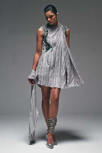 Nidhi Kejriwal Embroidered Draped Crushed Dress 