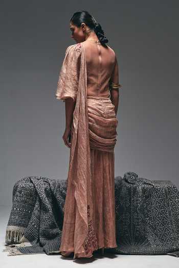 Nidhi Kejriwal Curtain Draped A-Line Flared Saree Gown 