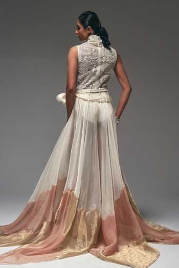 Nidhi Kejriwal Curtain Draped Asymmetric Flared Gown 