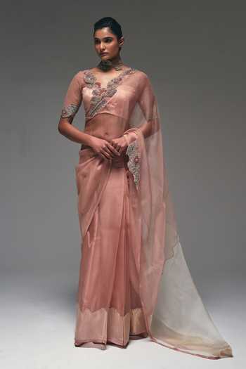 Nidhi Kejriwal Embroidered Border Organza Saree With Blouse 