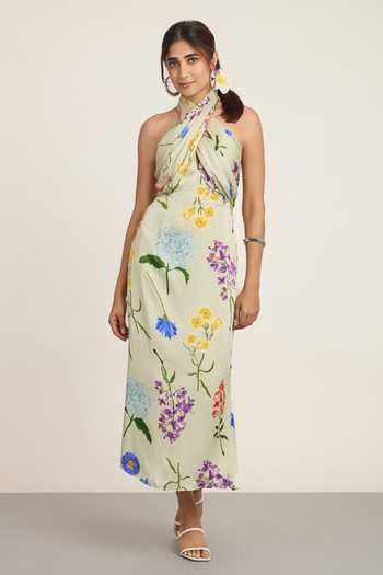 The Whole Nine Yards Sage Floral Print Dress 