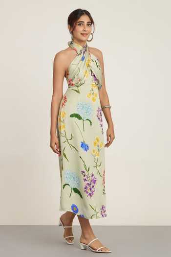 The Whole Nine Yards Sage Floral Print Dress 