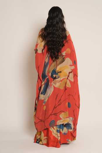 Esha L Amin Floral Print Cape 