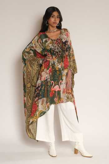 Esha L Amin Flamingo Print Kaftan 